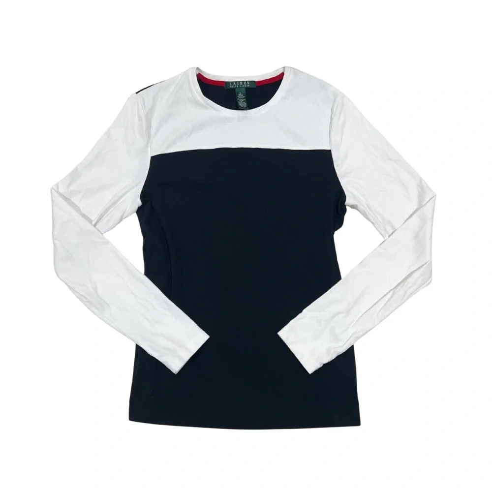 Ralph Lauren Black and White‎ Long Sleeve Women's Top Sz L Minimalist - Picture 2 of 5